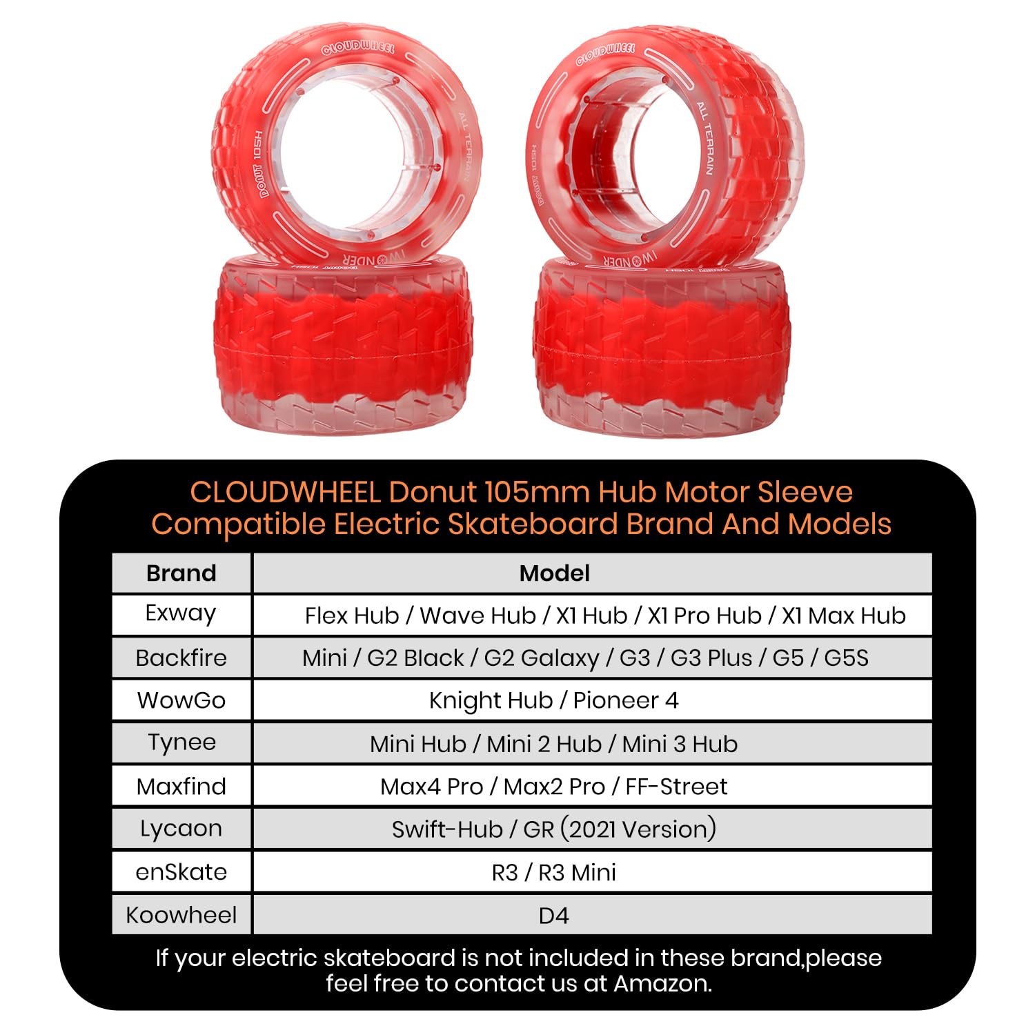 IWONDER CLOUDWHEEL Donut 105mm Hub Motor Sleeve Urban All Terrain Off Road Electric Skateboard Wheels for Hub Motor Electric Skateboards