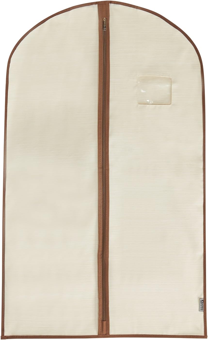 40" Garment Storage Bag Suit Bag Travel Clothes Cover, Traveling Dress Protector, Suit Carrier, Jacket Cover, Breathable Polyester and Cotton Beige, 2pcs/Pack