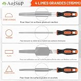 17Pcs Limes et Râpes, AojSup Lime Metal en Acier Forgé T12, 4x Grand Limes Metal, 12x Lime Aiguille Metal et 1x Brosse de Nettoyage, Lime à Metaux pour Menuiserie/Sculpture/Travaux Manuels/Atelier - 4