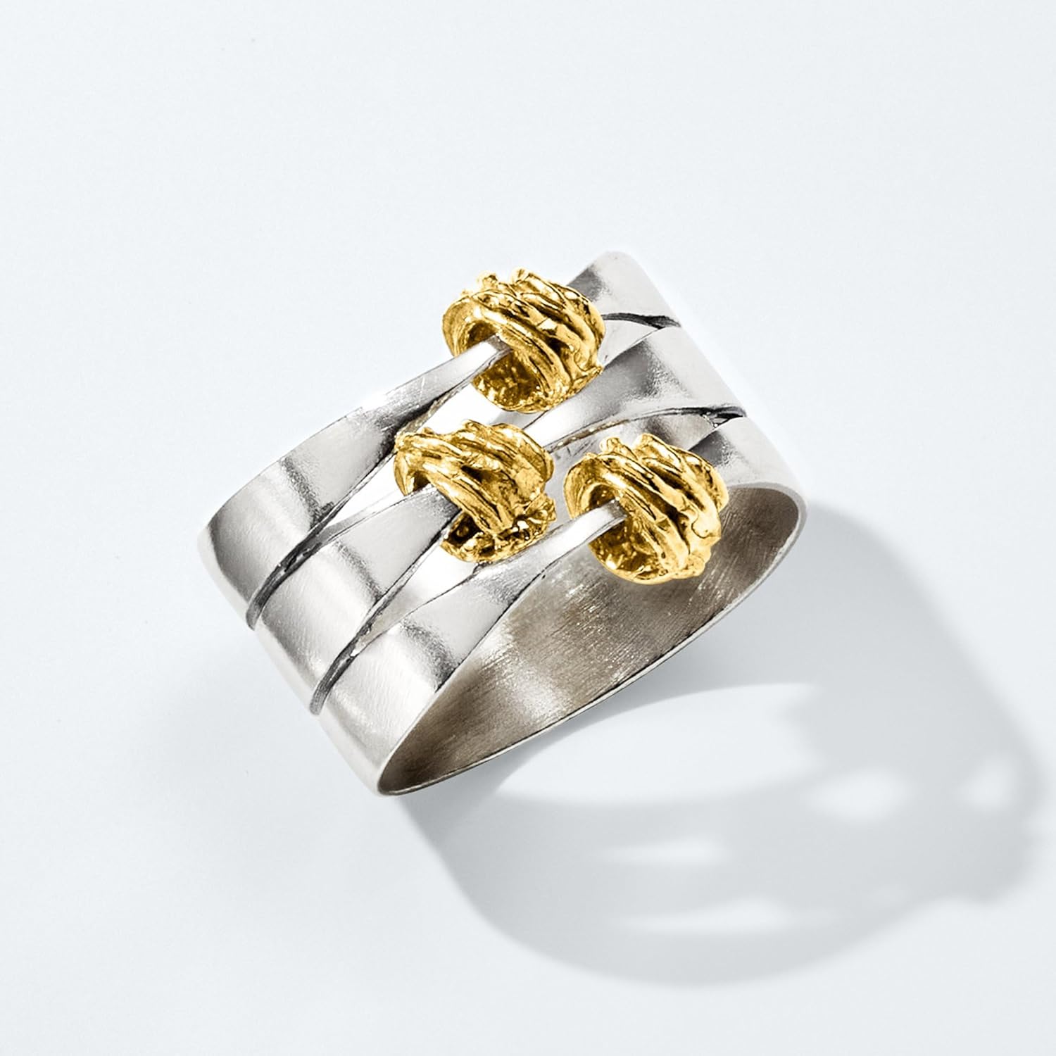 Ross-Simons Two-Tone Sterling Silver Wrapped Station Ring