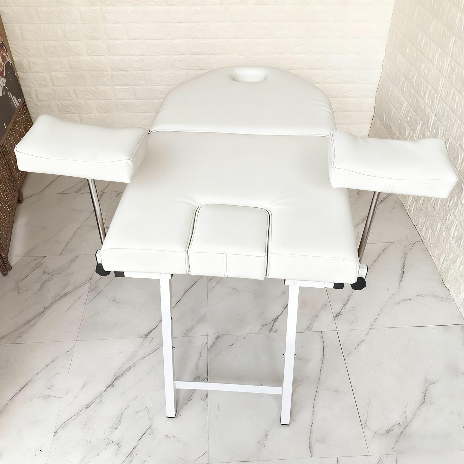Lettino da massaggio pieghevole con poggiatesta ergonomico, lettino chirurgico ginecologico pieghevole portatile, sedia per assistenza medica privata per il parto white