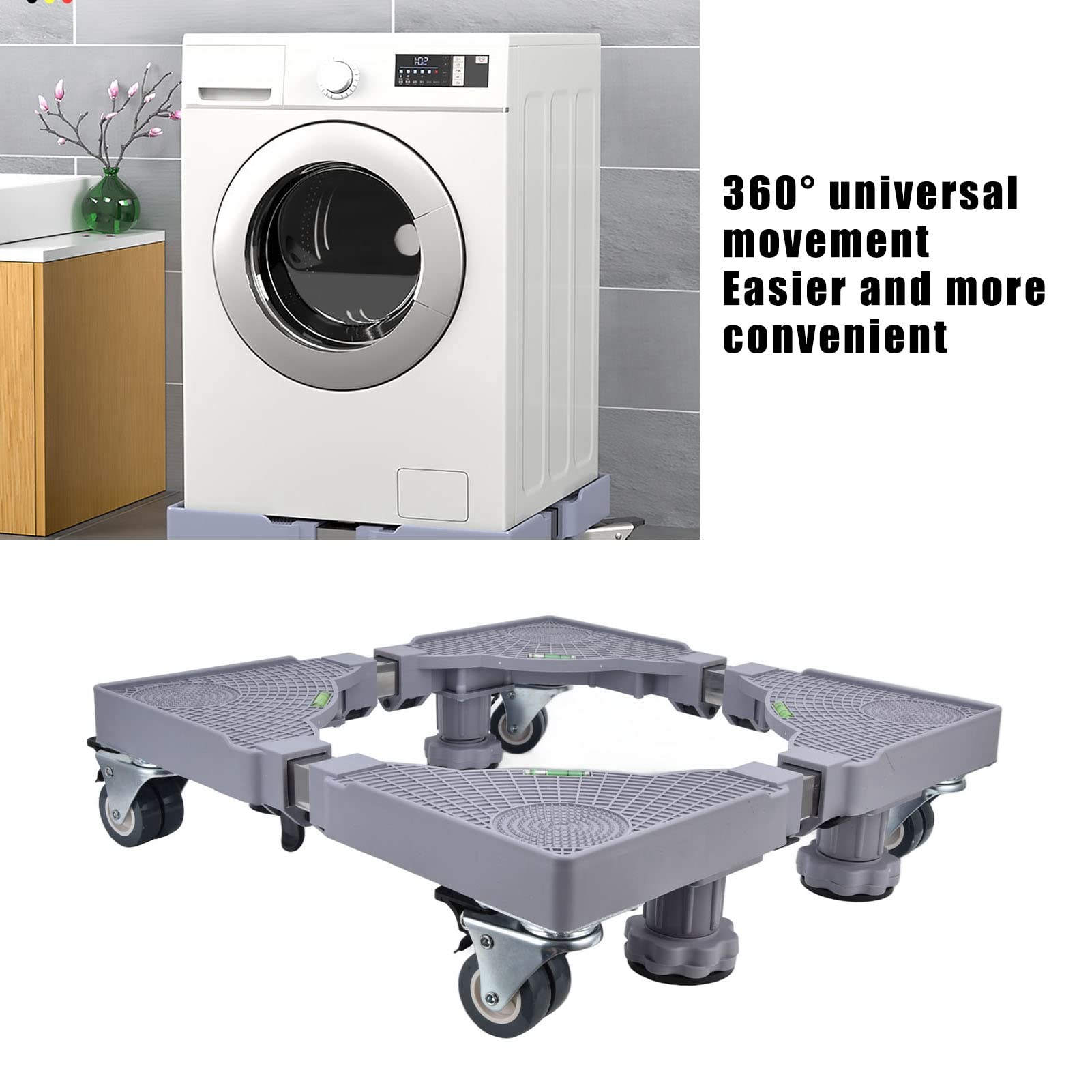Base para Lavadora, Rodillo Ajustable Multifuncional, Soporte Bloqueable, Fácil de Mover, Antivibración para Lavandería, Plástico ABS, 42-60cm