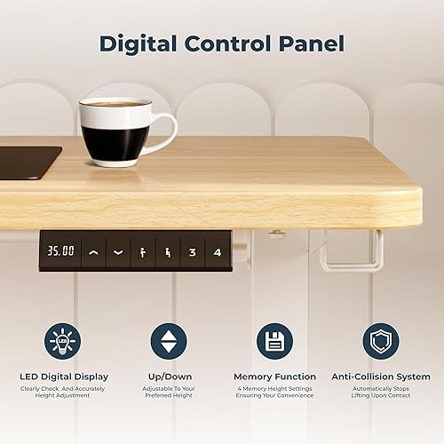 Miniatura 5 de FitStand Escritorio de pie ajustable con tabla de escritorio de pieza entera, escritorio eléctrico de pie de 44 x 24 pulgadas, escritorio de oficina