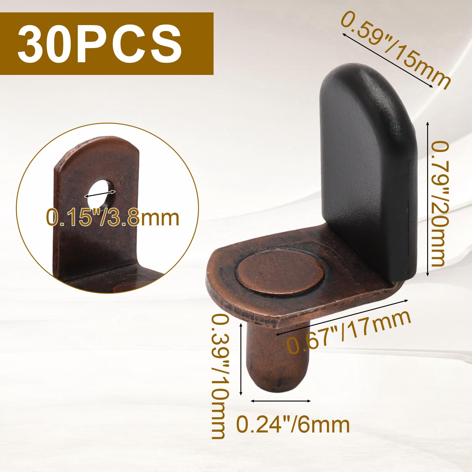 Shelf Support Pins, 1/4 Inch L-Shaped, 30 Pcs, Brown — Amazon image 3