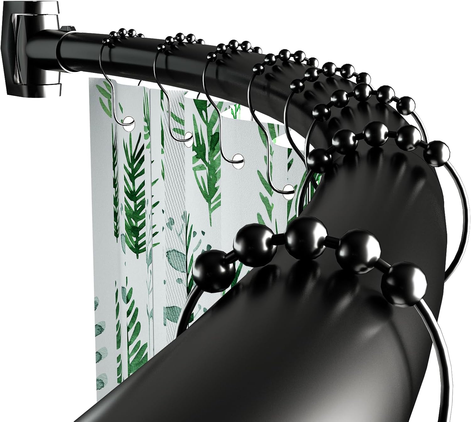 Curved Shower Curtain Rod, 42-72 Inches Adjustable Stainless Steel Arched Shower Curtain Rods Rustproof Round Never Fall Telescoping Design for Bathroom, Bathtub, Need to Drill (Black)