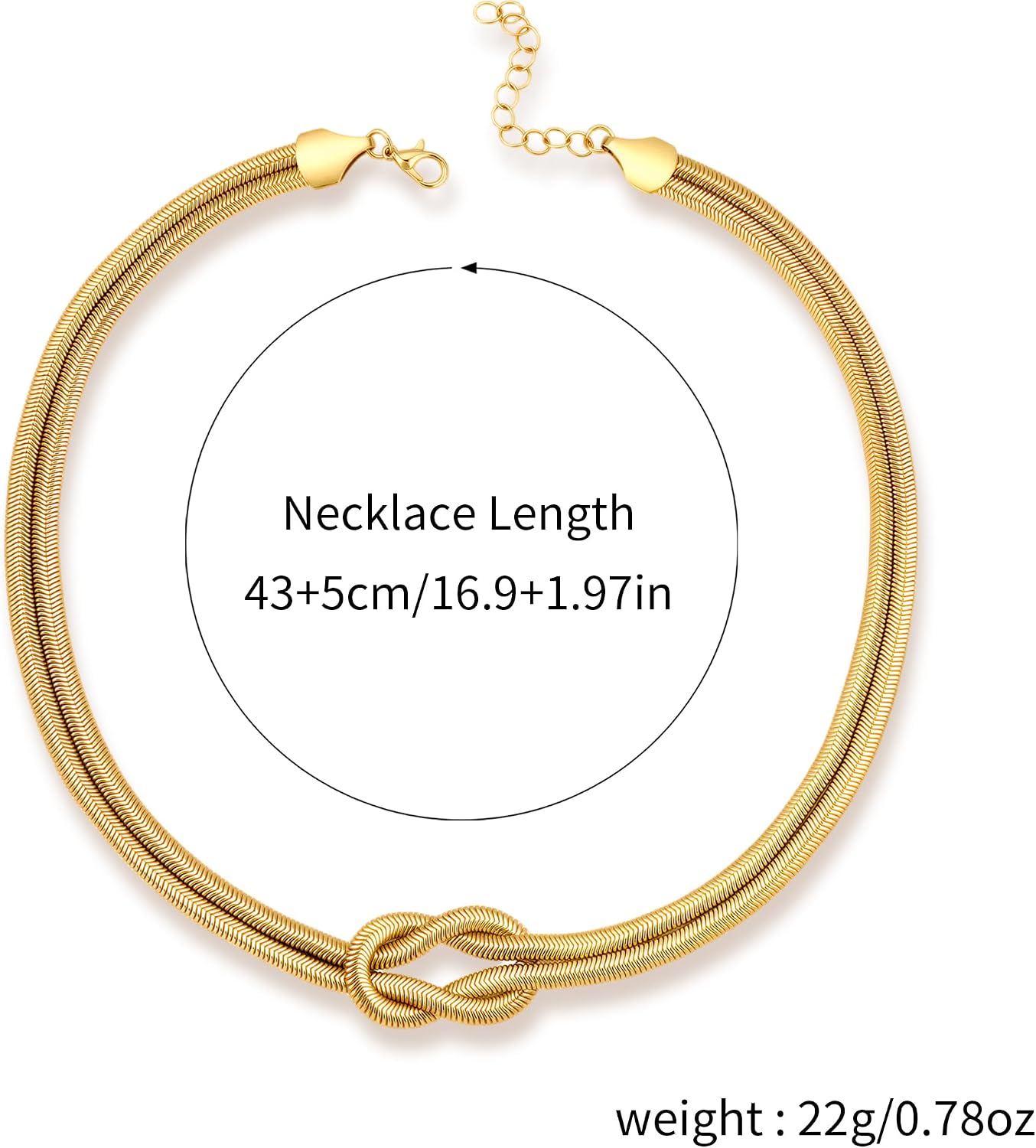 Chunky Gold Choker Necklace for Women, 14K Gold Plated Snake Chain Statement Necklace Triple Twsited Layered Choker Necklaces Jewelry Gifts