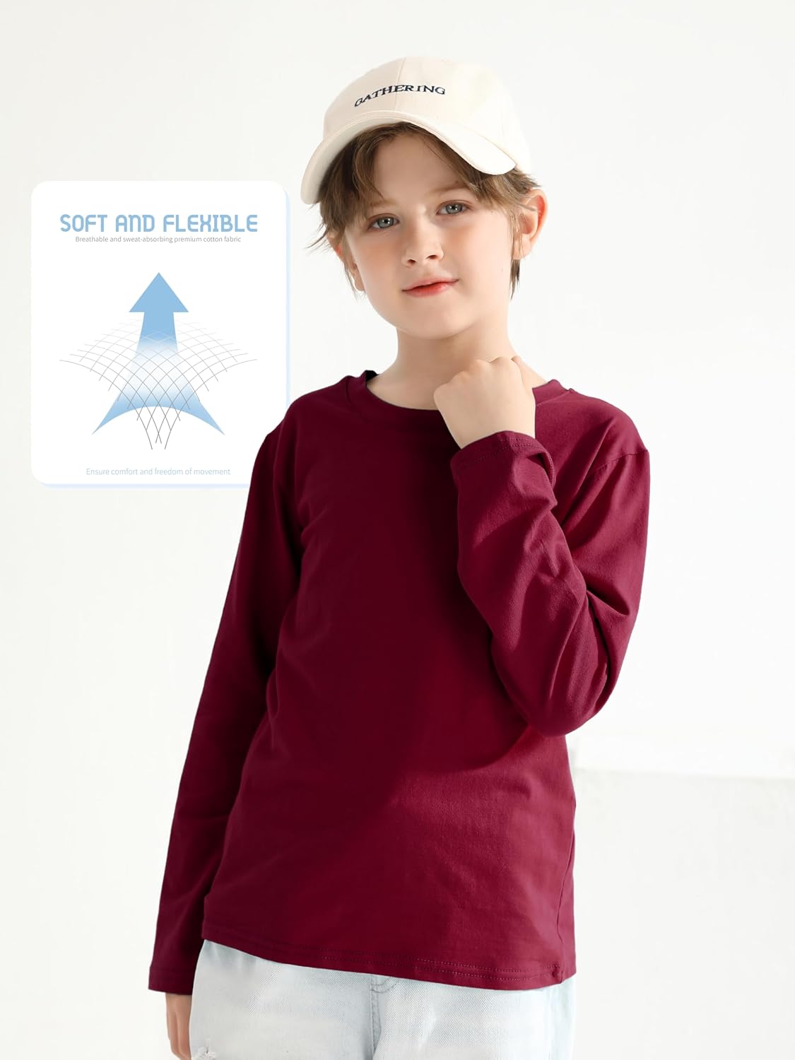 4 Pack Boys Long Sleeve Shirts Soft Cotton Basic Tees Youth Boys Long Sleeve T-Shirts Layering Shirts Tagless - Image 4