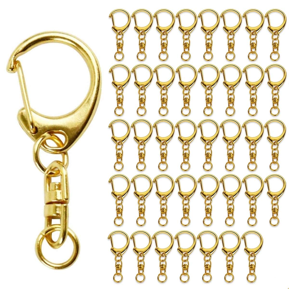 キーホルダー金具 【50個入】ワンタッチキーホルダー 回転カン付き ハンドメイド キーリング アクセサリー DIY 手芸用品 ゴールド