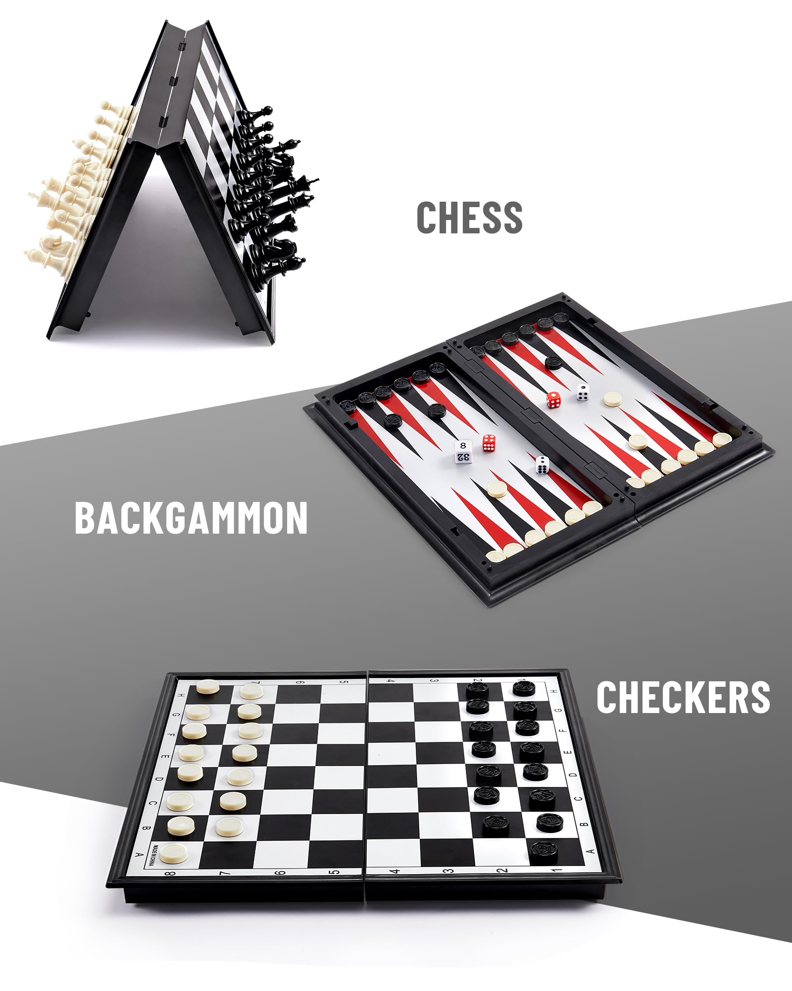 Magnetic Travel Chess Set - Chess, Checkers & Backgammon -4 Magnetic Travel Chess Set - Chess, Checkers & Backgammon -4