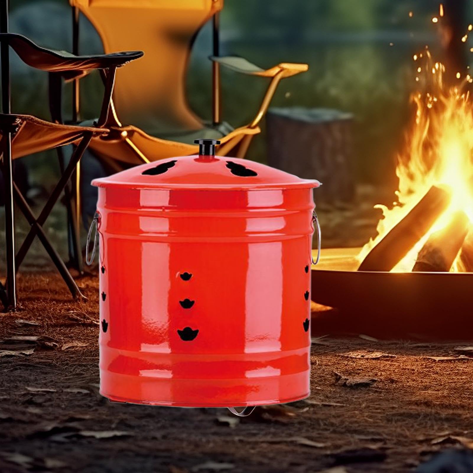 Brûleur de papier avec couvercle, corps en métal avec poignée ergonomique, bol de brûleur anti-épreuve, jardin, intérieur, terrasse, patio, camping, balcon,