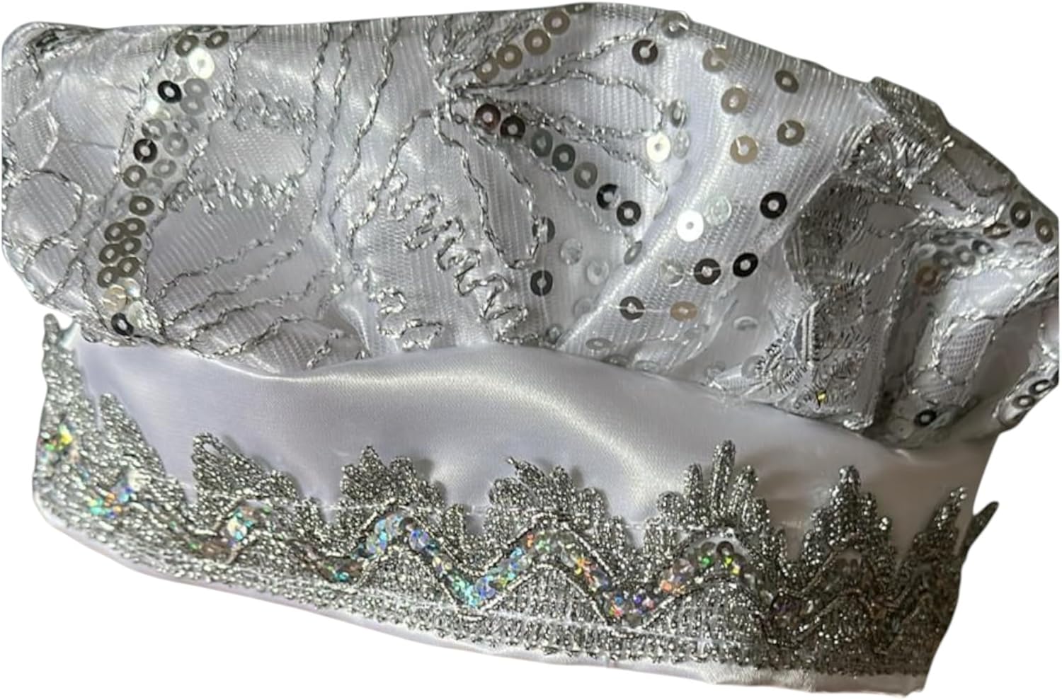 Gorro de Santo Blanco Obatala/Santeria Ceremony Hat – Handmade Sombrero Beaded Crown for Ifá-Osha Yoruba Rituals, Adult Unisex