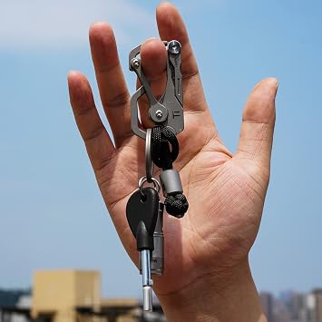 KeyUnity KU00 Quick Release Ti Carabiner & KA19 Titanium Alloy Flat Key Ring 3 Pcs Set Bundle