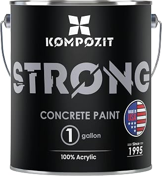 Concrete Floor Paint, 1 Gallon, Satin Dove Gray, 100% Acrylic Self-Priming Coating for Garage, Driveway, Patio, Basement, Hot Tire Resistant