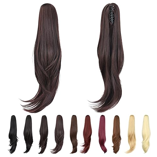 Miniatura 286 de Brown ponytail extension,16" claw clip hair extensions ponytail short curly hair ponytail Extension Natural Looking Synthetic Hairpiece for Women