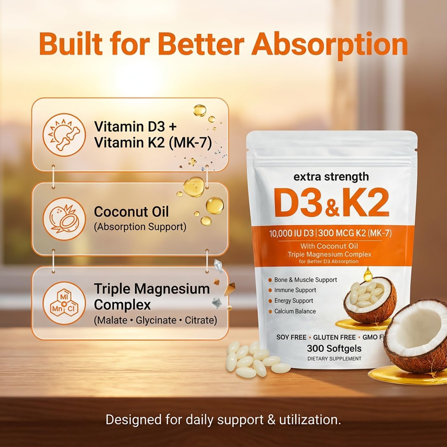IRMI Vitamin D3 K2 Magnesium Complex, Extra Strength D3 & K2 with Triple Magnesium Softgels, D3 K2 Vitamin 10000 IU Softgels — Amazon image 4