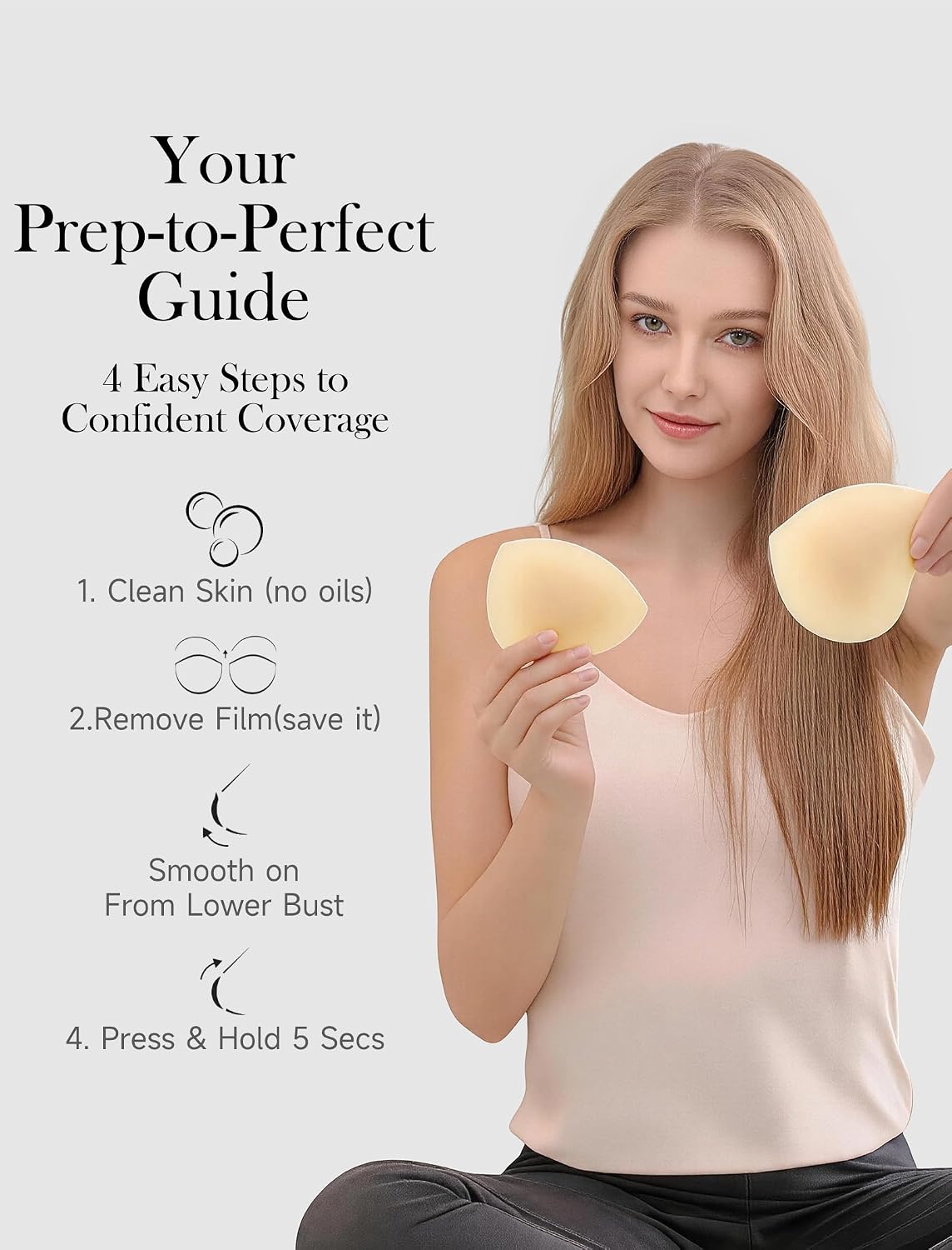Invisible Nipple Covers, Skin-Tone Seamless Reusable Adhesive, Sweat-Proof Non-Slip, One Size Fits All