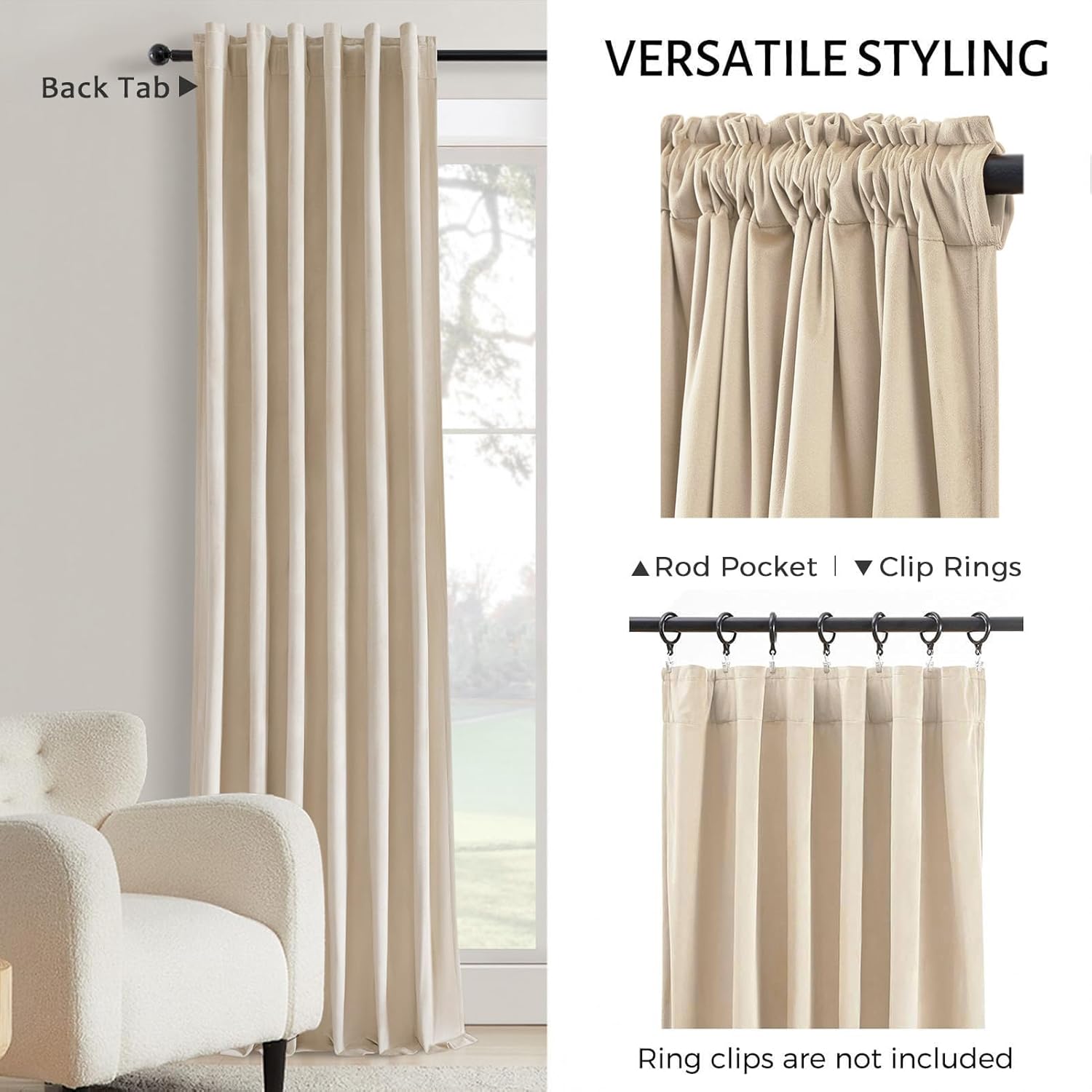Topfinel Beige Velvet Curtains 84 Inches Long for Bedroom Back Tab Blackout Ivory Birch Neutral Boho Sour Cream Ecru White Drapes for Living Room 84 Inch Length 2 Panels,52x84,Beige