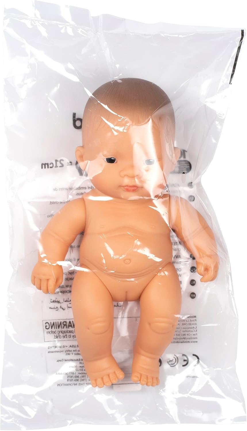 Miniland 8.25'' Anatomically Correct Newborn Baby Doll, Asian Girl