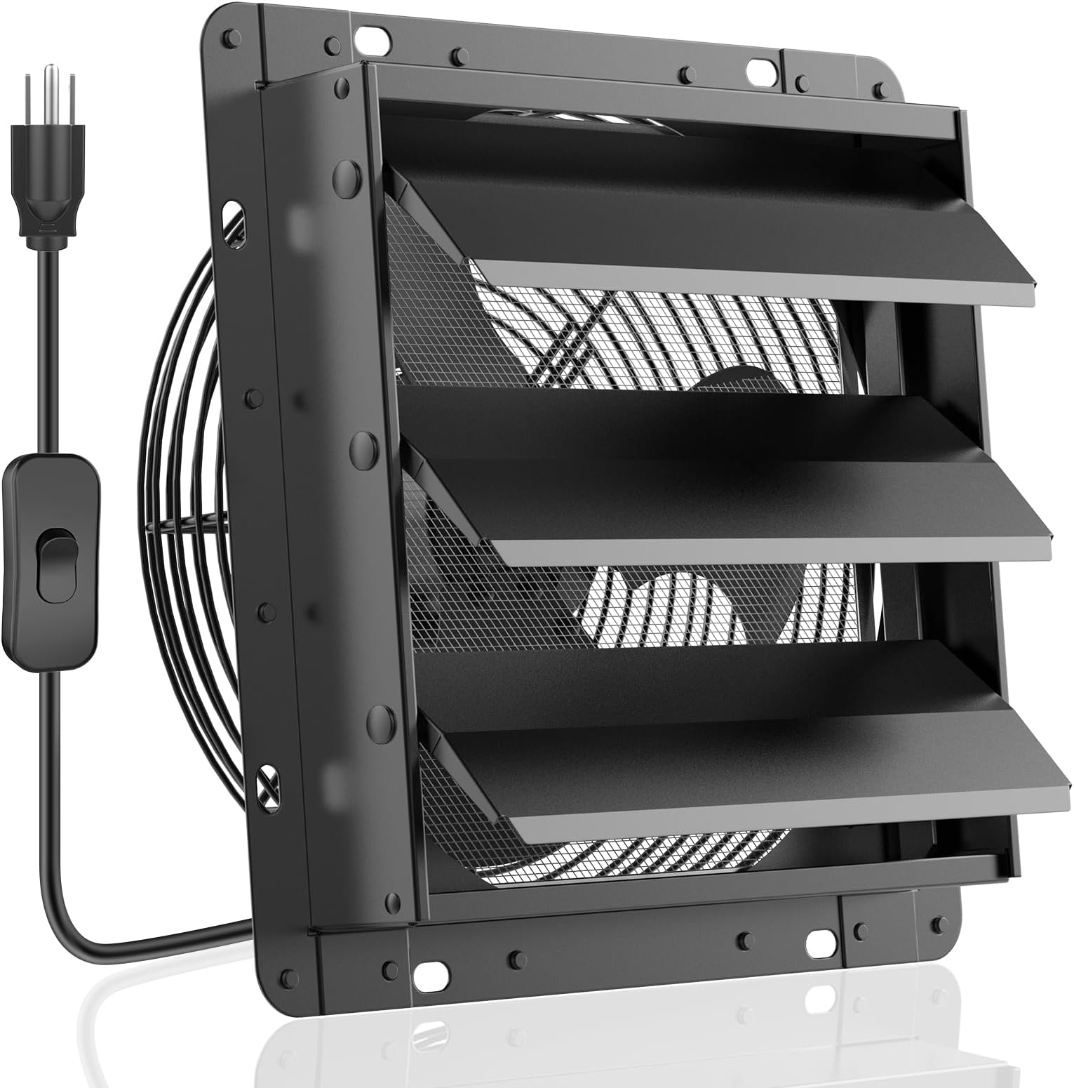 HG Power Drain Fan, 10 Inches, Low Noise 647 CFM with Net Display for Basement, Leaves, Chicken Coop, Black