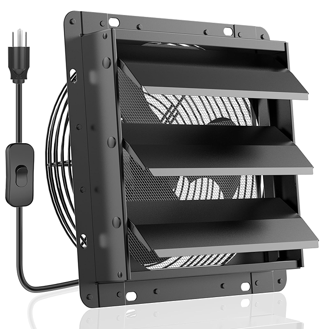 升级版10寸静音排风扇，适用于通风的低噪音排风风扇，带防虫网，适合地下室、阁楼、鸡舍使用，黑色