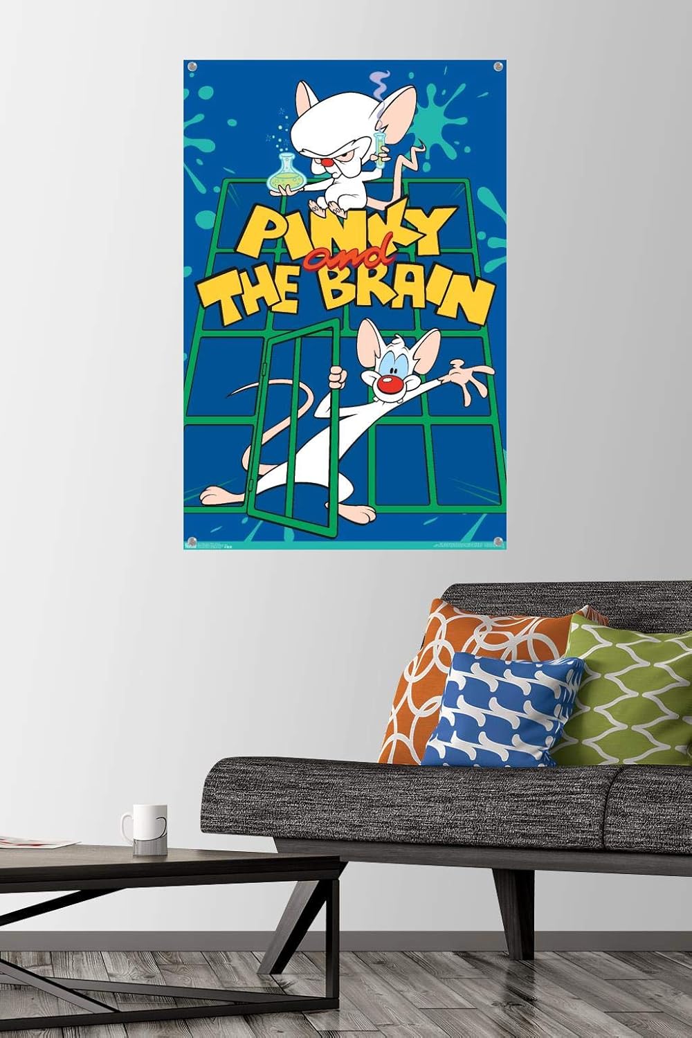 Trends International Pinky And The Brain - Key Art Wall Poster, 22.37" x 34.00", Premium Poster & Push Pin Bundle