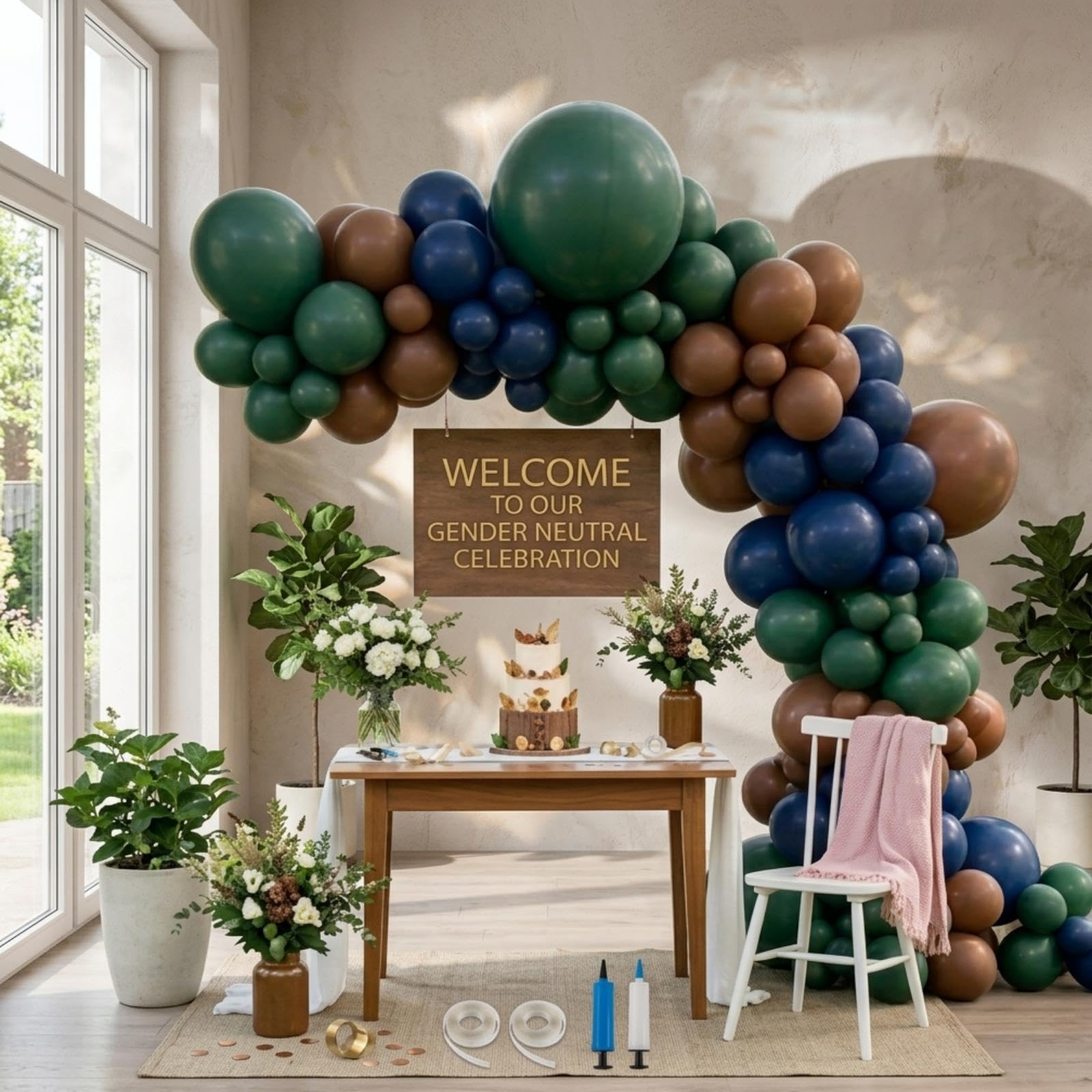 View 1 of 152Pcs Navy Blue, Forest Green, Brown Balloon Arch Kit