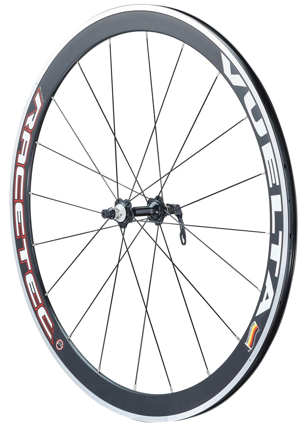 Vuelta Rennrad Laufradsatz 28Zoll inkl. JoyTech Nabe - Made in Germany - QR Vorder-&Hinterrad 28Zoll Felgenbremse/V-Brakes Schwarz,622x13c RACETEC Hohlkammerfelge - 1,89kg Rennrad Felgen Set 28Zoll