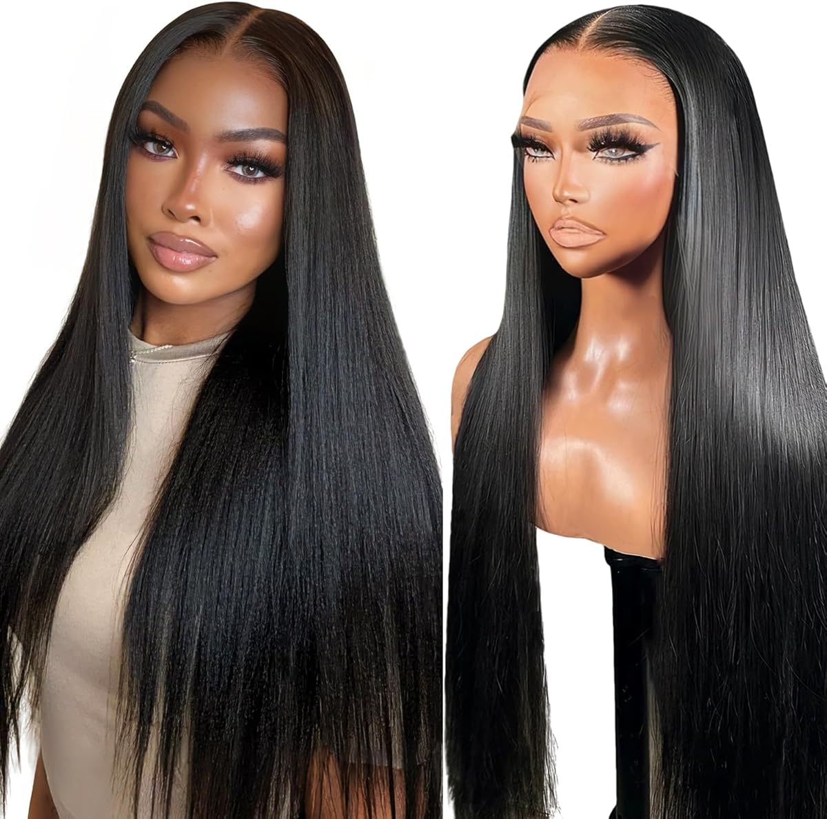 RXY Straight Perruque Femme Naturelle Black Perruque Cheveux Humain Transparent HD 13x6 Lace Wig Human Hair 180 Density 12A Brazilian Virgin Transparent Glueless Wig Human Hair 20 Pouces (51cm)