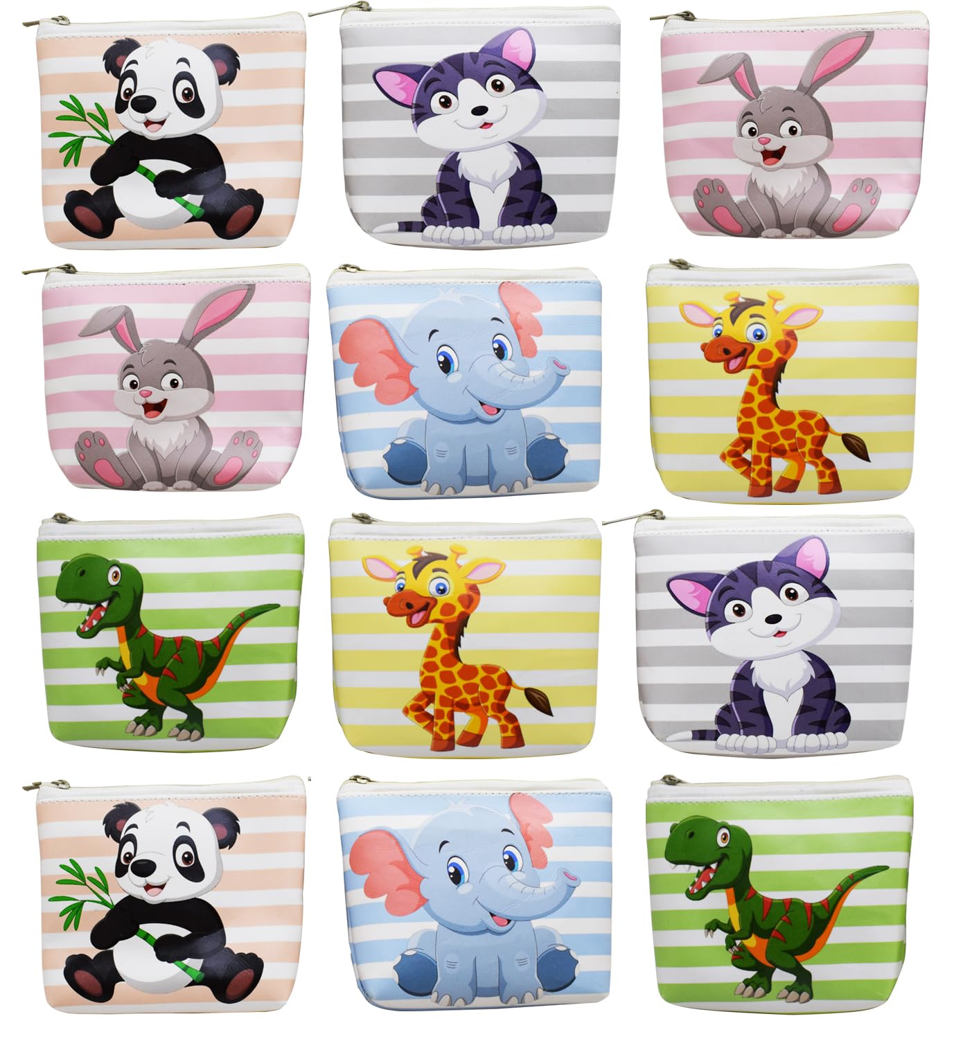 Coin Pouch for Kids/Girls Cartoon Pouch for Kids, Kanjak Gifts for Kids & Girls Theme Gifts (Animal 12 Pcs)