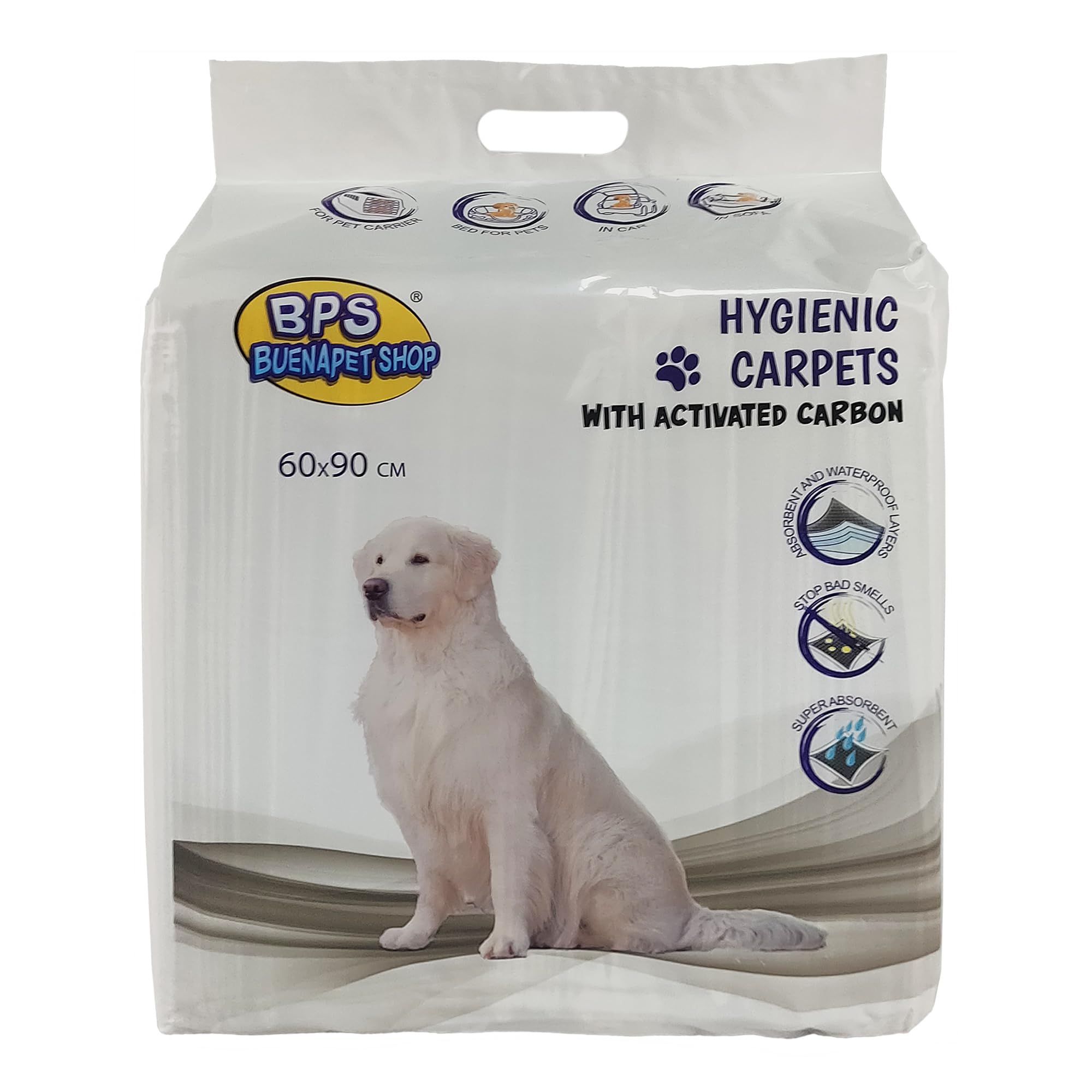 TAPPETINI IGIENICI BPS PET SHOP CARBONI ATTIVI PER CANI 60x90cm 120pezzi