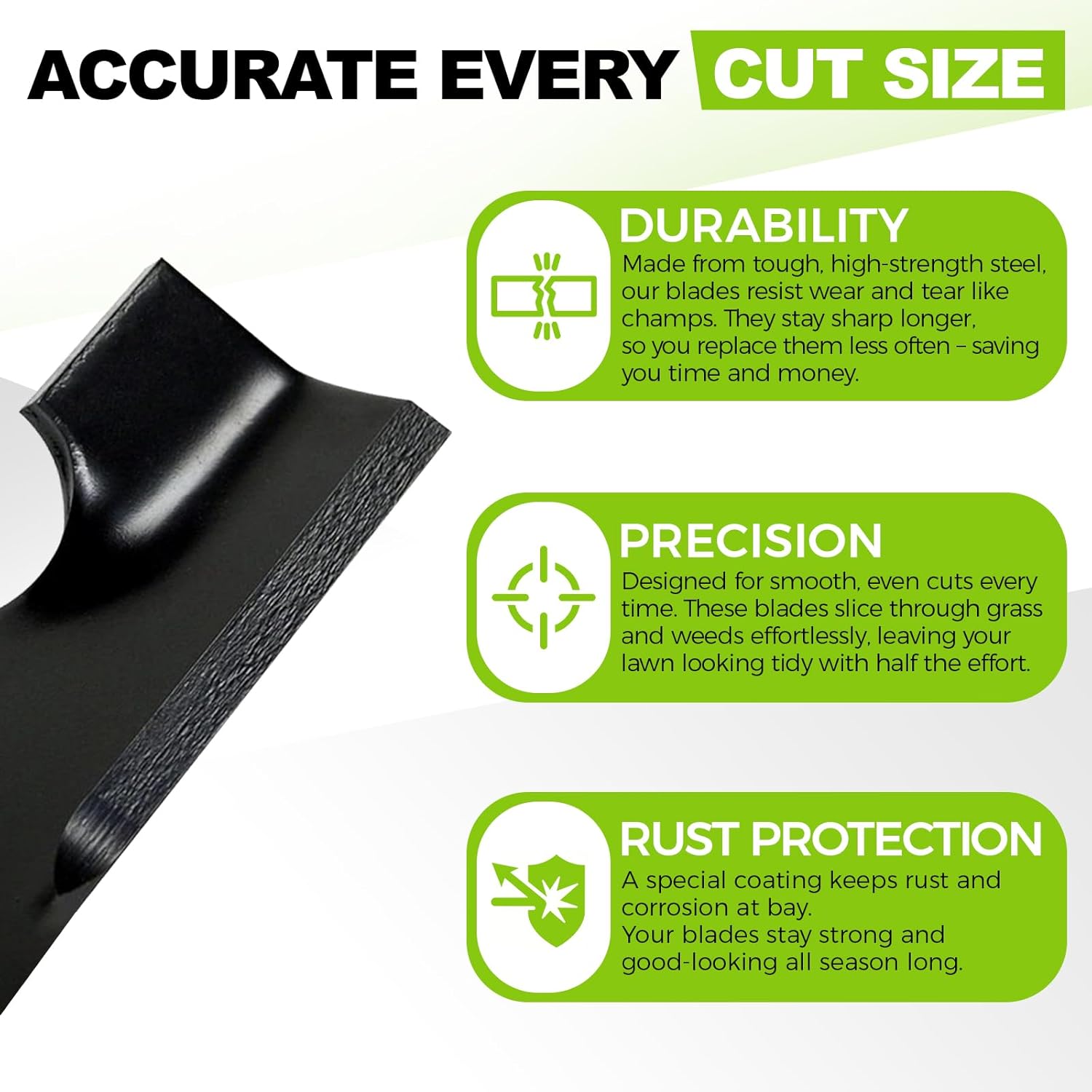 103-6401 103-6401-S High Lift Heavy Duty Blade Compatibles with Ex Mark 48" Deck, 103-6381 103-6391 103-6396 48 inch Hi Lift Mower Blade Compatibles with Ex Mark Lazer Z, Turf Tracer, 3 Pack