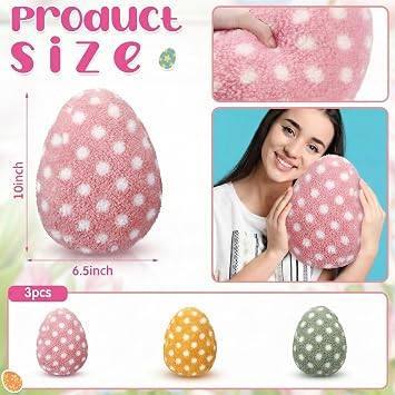 Namalu 3 Pcs Easter Pillow Egg Shaped Pillows Cute Easter Throw Pillows Decoration 10 White Dot Egg Stuffed Cushion for Bedroom Room Sofa Couch Spring Supplies Gifts(Yellow, Green, Pink)