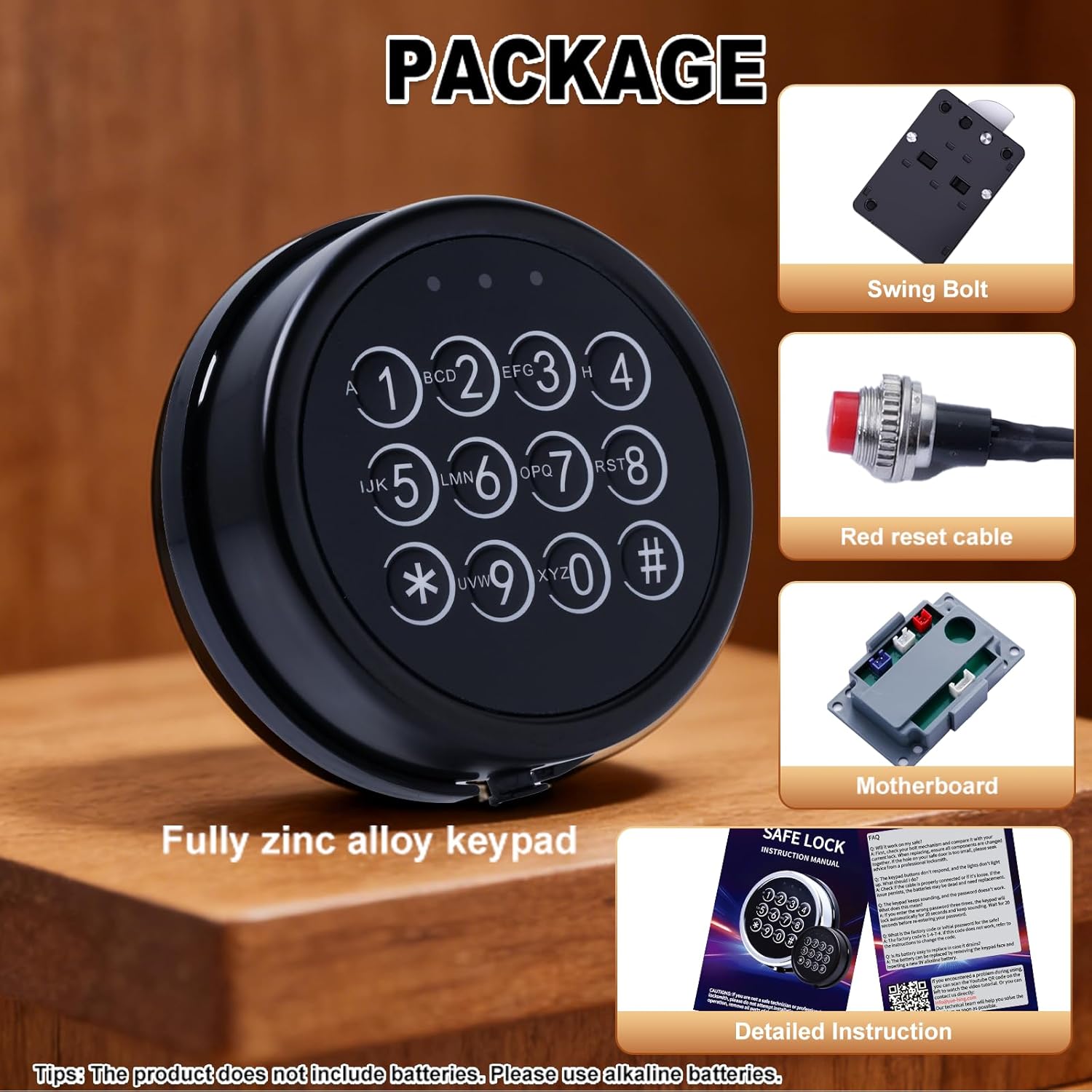 Safe Lock Replacement, Gun Safe Electronic Swing Bolt Lock with 14 Pin Cable Access Lock, Safe Accessories Part Complete Set