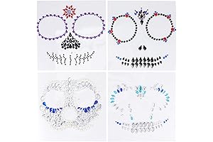 Day of the Dead Catrina Face Rhinestones Jewels Tattoos