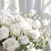 50 Piezas de Rosas Blancas Artificiales, Rosas Falsas de Terciopelo al Tacto Real, Ramo | Rosas Artificiales al por Mayor con Tallos Largos para Centros de Mesa de Boda, Ramos de Novia, Arreglos de Flores Falsas Realistas para Florero 3