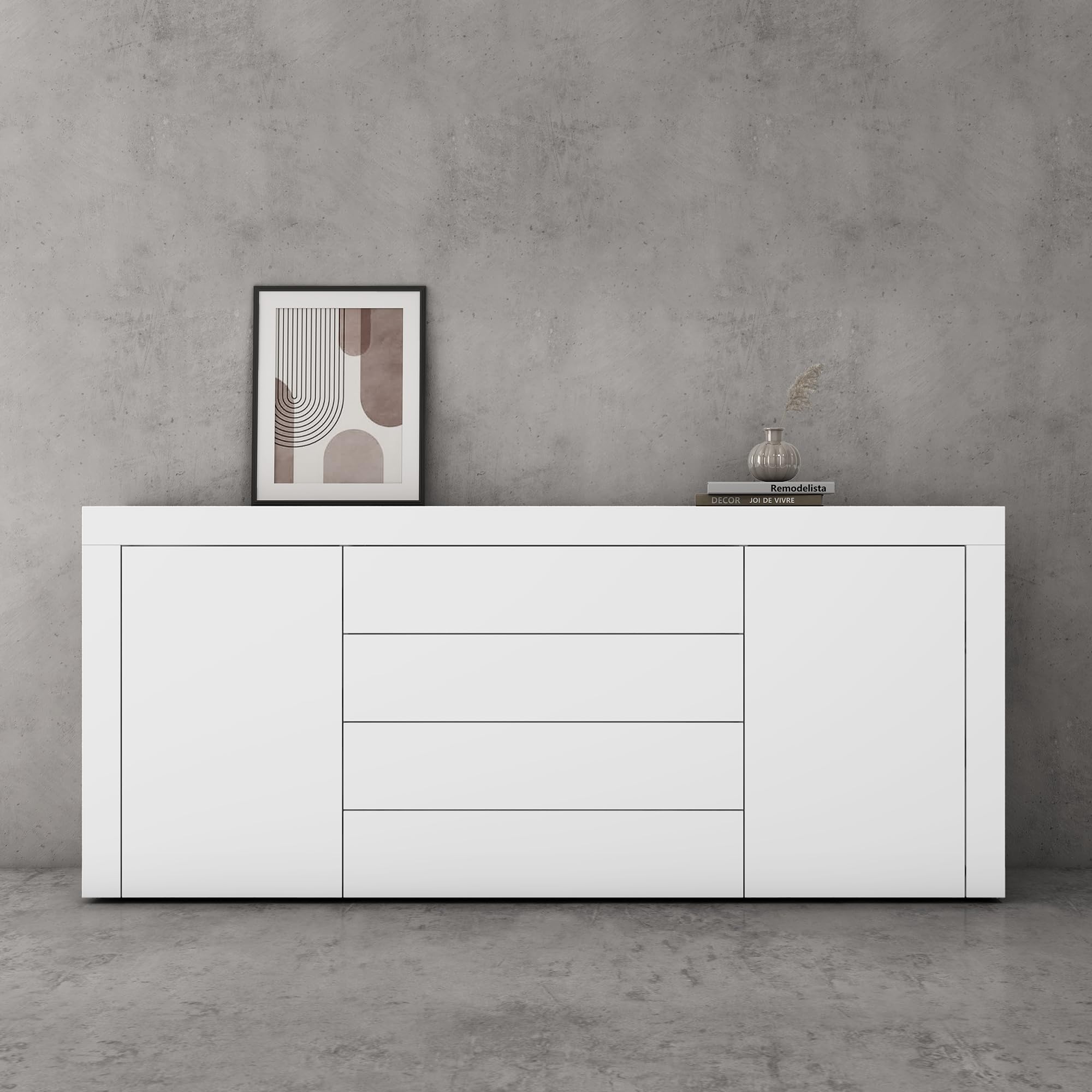 doporro Kommode 167cm Sideboard mit 2 Türen 4 Schubladen grifflos