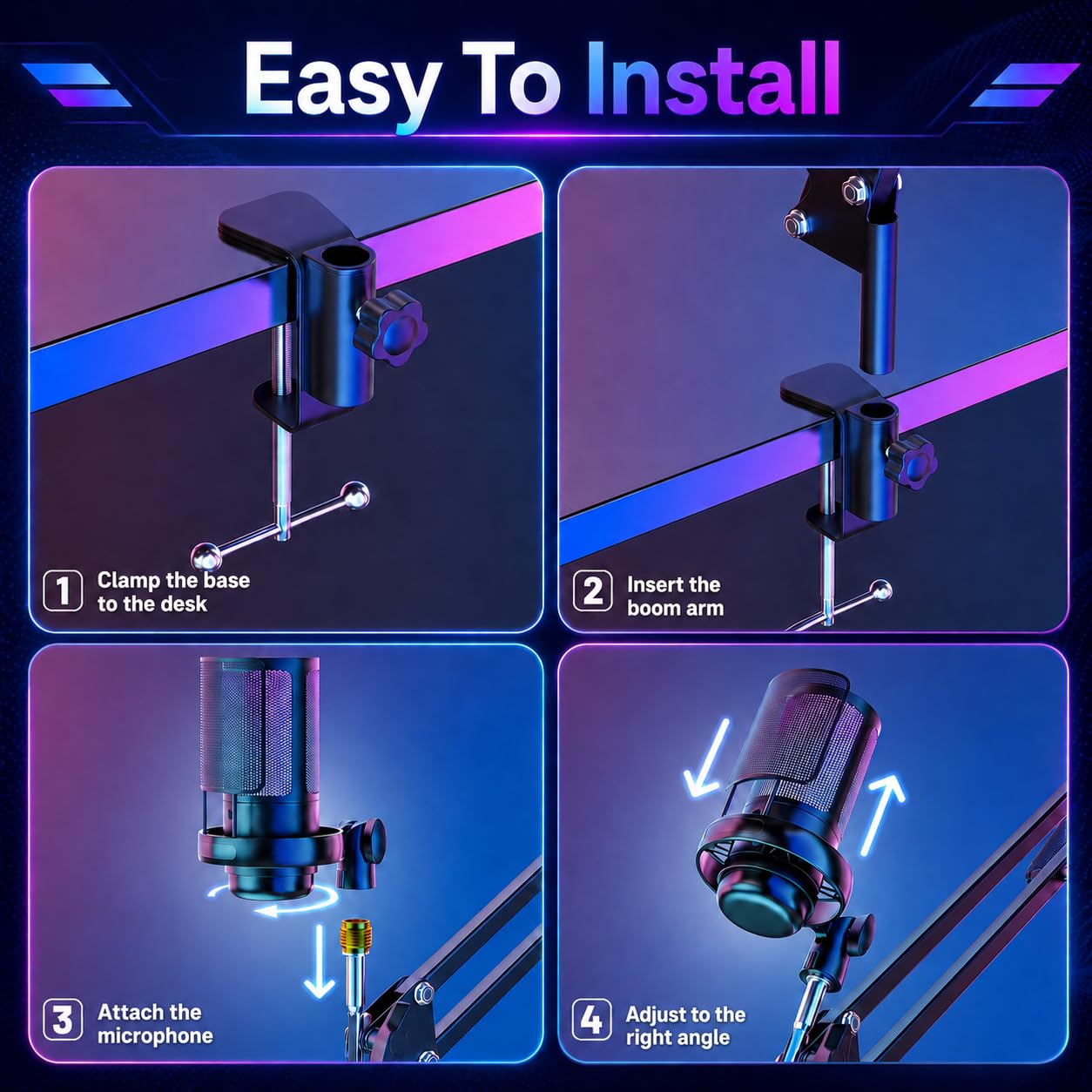 Anykuu Mikrofon USB do gier Plug&Play, mikrofon kondensatorowy do komputera PC do gier, streamingu, podcastingu, wideokonferencji z adapterem USB-C i 1,5 m kablem danych dla PC/laptopa, PS4/PS5, IOS