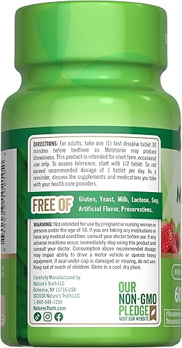 Miniatura 7 de Melatonina 12mg | 60 tabletas de disolución rápida | Sabor natural de bayas | Vegetariano, sin OMG, sin gluten | por Nature's Truth