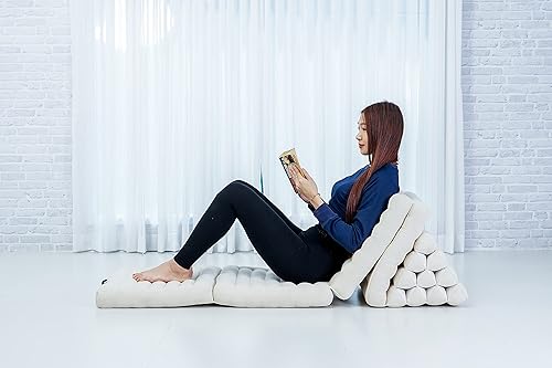 Miniatura 3 de Leewadee Tapete de 4 pliegues con cojín triangular, almohada firme para TV, colchón plegable con cojín hecho de kapok ecológico, 89 x 20 pulgadas,