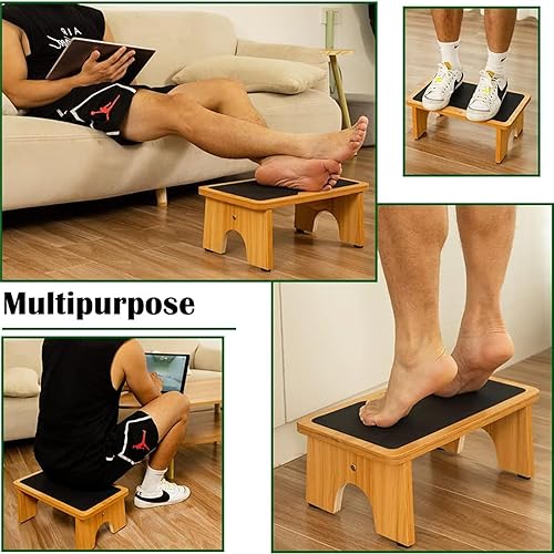 Miniatura 4 de StrongTek Taburete de madera para niños, adultos y personas mayores, 300 libras. Superficie antideslizante resistente, cocina, baño, soporte lateral