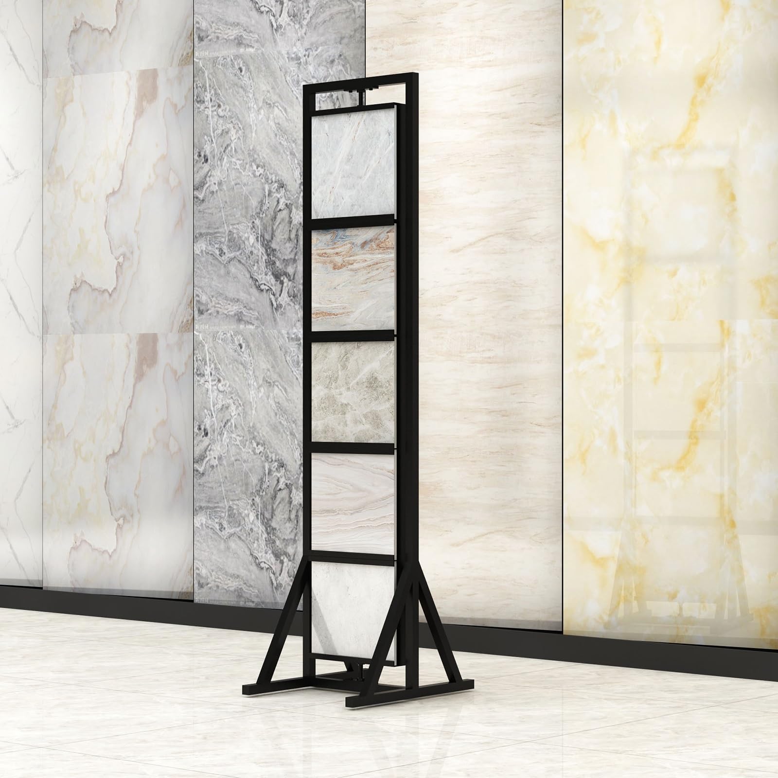 Jkjzsalj Metal Tile Display Rack For Large Format Marble Slabs,Wood Floor,And Craft Shows - Durable Standing Stone Showcase,50X70x176cm