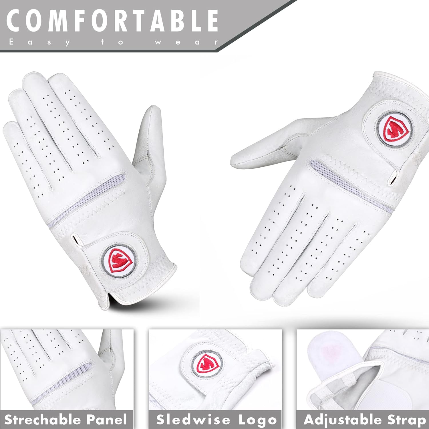 Golf Gloves Men Left Handed Golfer 2 Pack - 100% Cabretta Leather, Mens Golf Glove, All Weather Grip - Image 4