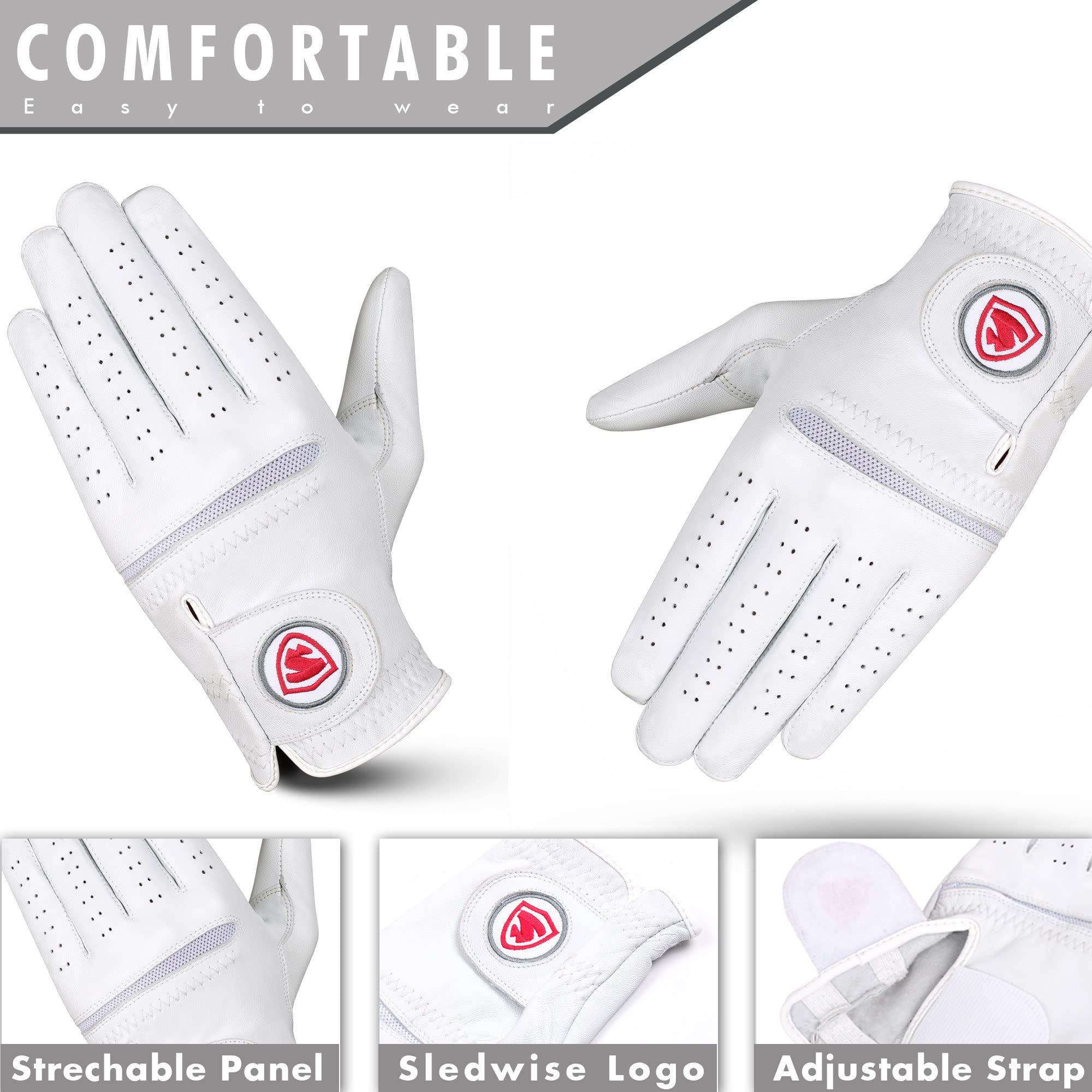 SW SGG-L01-L Golfhandschuhe für Damen, Weiß, L