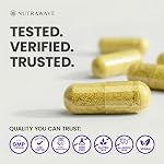 Nutrawave Pure Berberine Maximum Pouvoir, 1000mg par service(Chaque gélule 500mg), Soutient les niveaux de sucre dans le sang, lipide en bonne santé(Fat) & Métabolisme du glucose, non OGM, végétalien, sans gluten, 90 gélules, paquet de 1