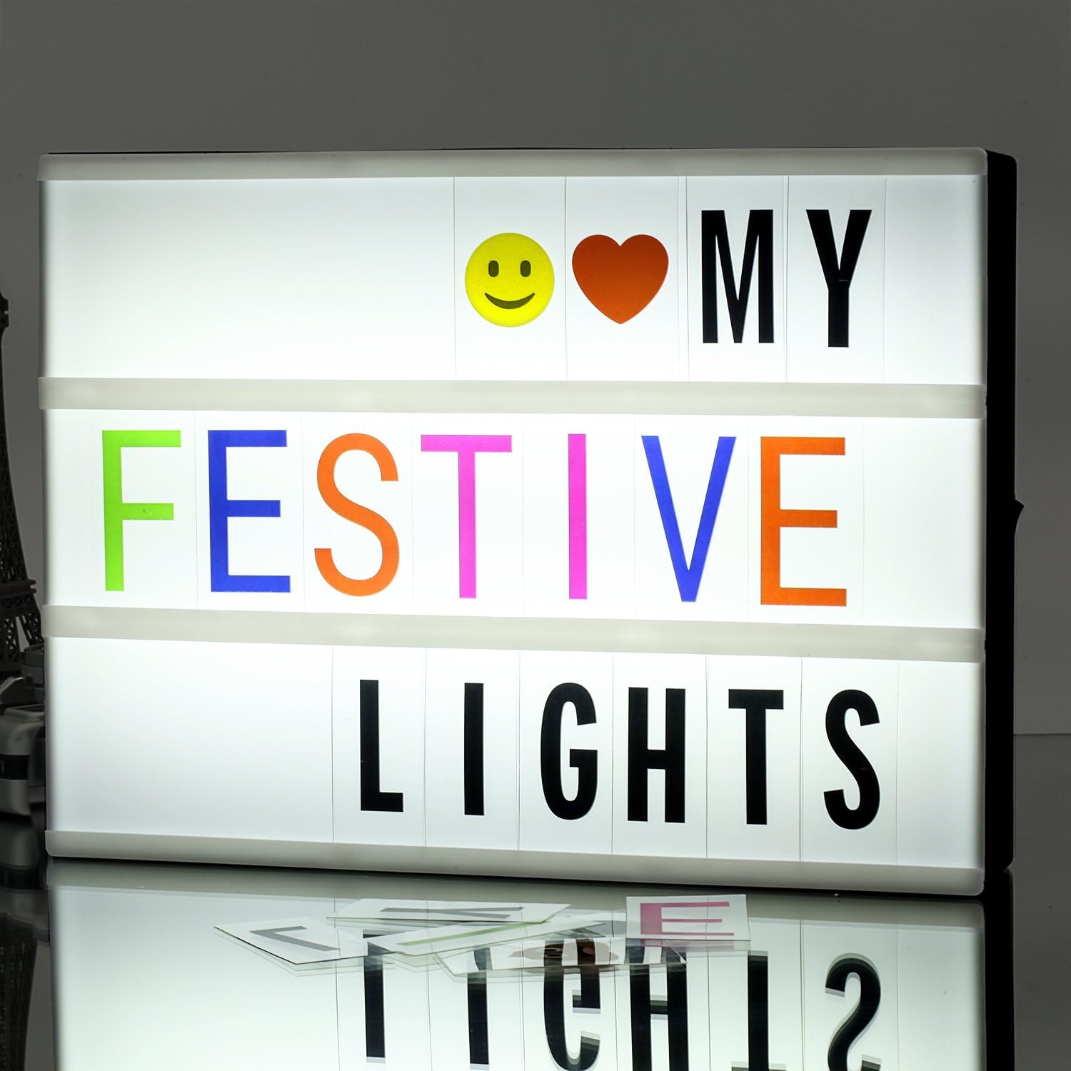 Cinema Light Box A4 Size DIY LED Light Box, Include 271 Changeable Letters with Emoticons, Symbols and Numbers Apply for Home and Wedding Decor