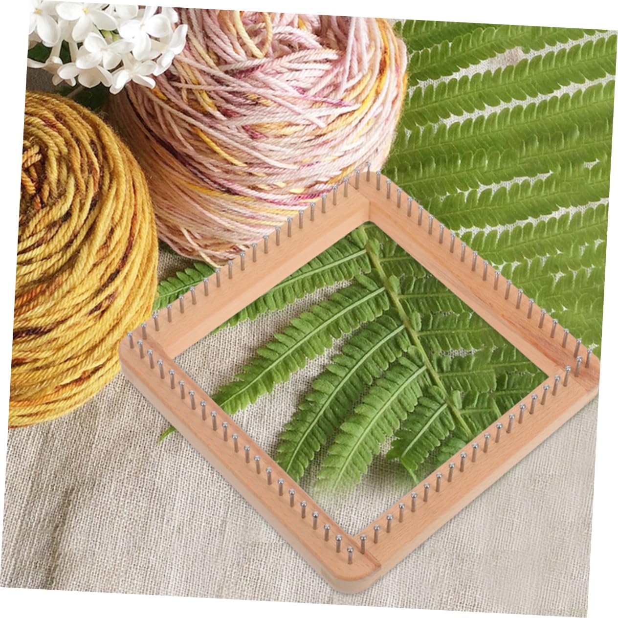 OHPHCALL Wooden Knitting Loom Mini Square Weaving Board for DIY Crafting Create Stylish Hats Scarves and Shawls Easily Durable Material Essential Tool for Knitters