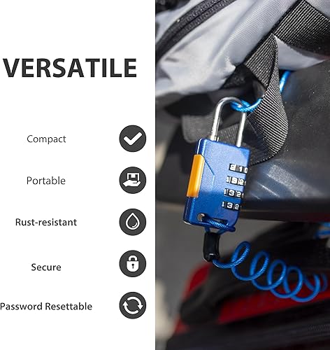 Miniatura 3 de Cerradura de esquí, cerradura combinada con cable retráctil (36 pulgadas), combinación de candado con cable para snowboard, bicicleta, equipaje,