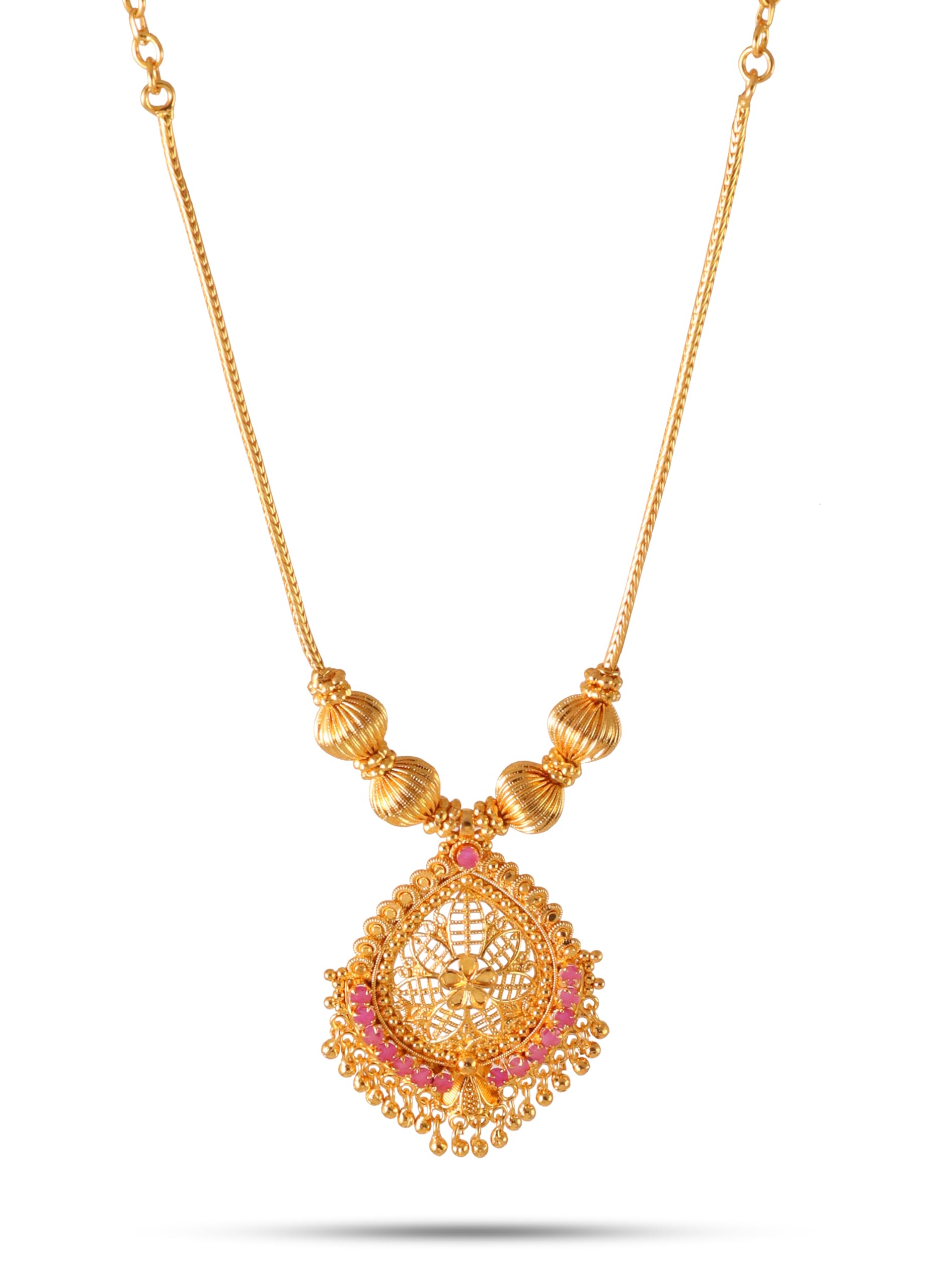 One Gram Micro Gold Plated & Copper Traditional Designer Jewellery Stone Necklace for Women and Girls (NEC-8045)-image-16