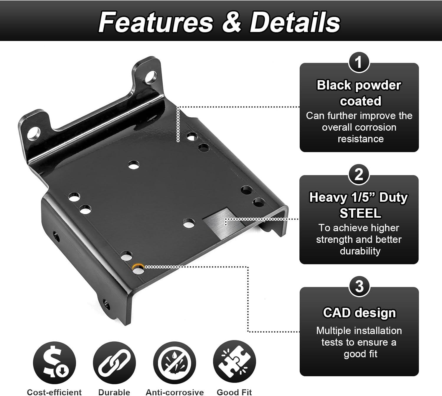 ATV Winch Mounting Bracket with 4 7/8"(124MM) Winch Roller Fairlead Cable Guide for 2000-3500 LBS Compatible with Suzuki King Quad 450 500 700 750 2005-2022