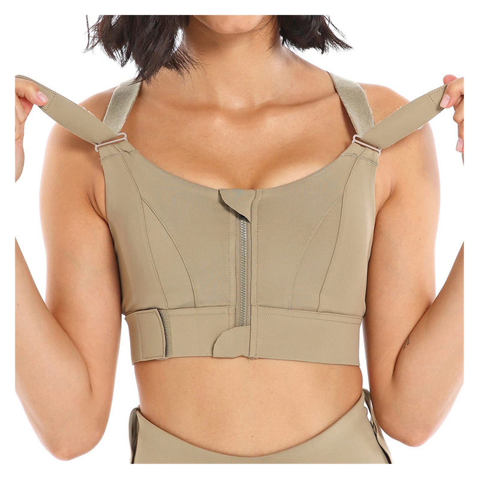 Mujeres Sports Sports Top Top Crop Chaleco de Yoga Front Chipper Strap Ajustable Atentable Gimnasia Fitness Athletic Brassiere
